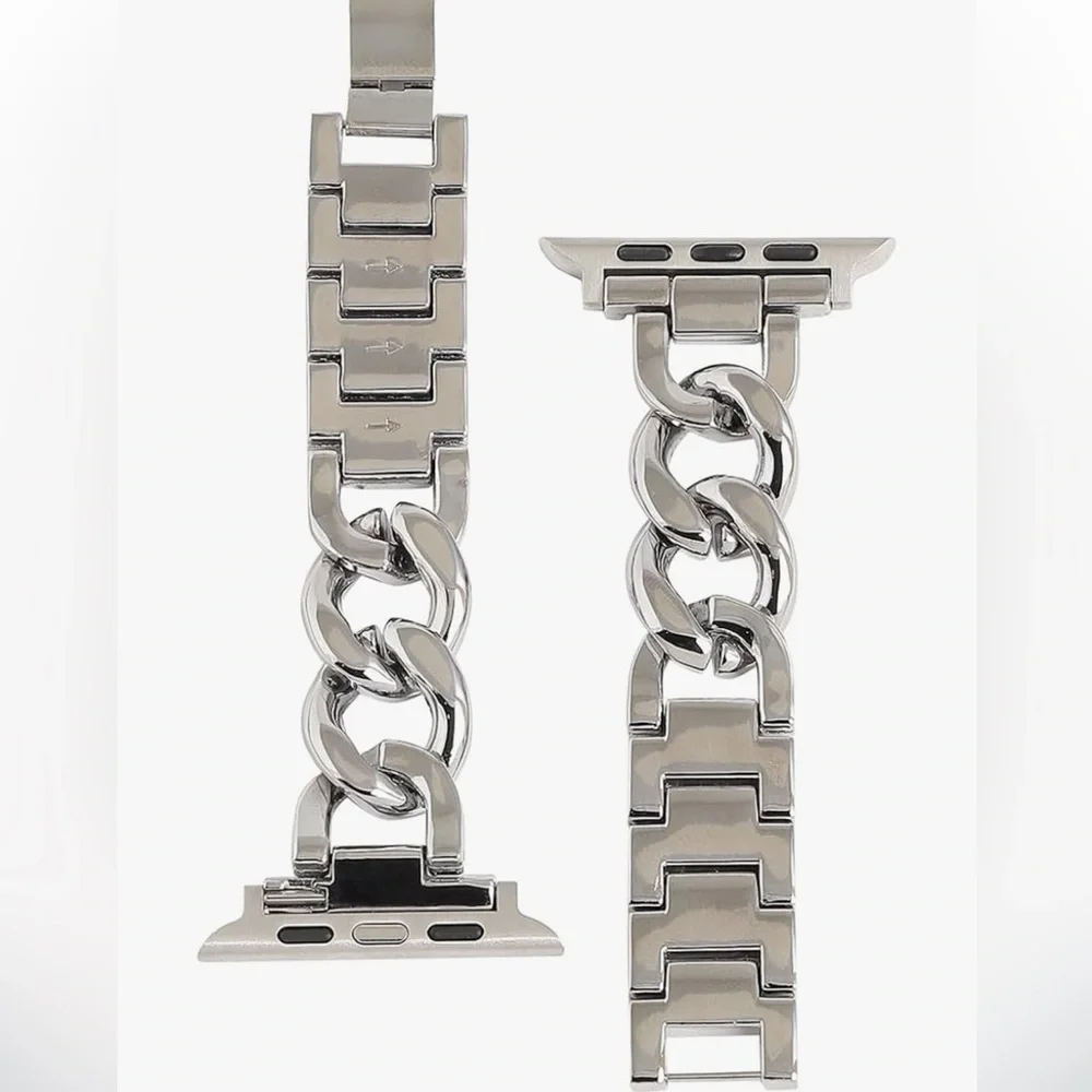 Apple watch strap 38mm 40mm 41mm cuban silver stainless PVD plated chain iwatch